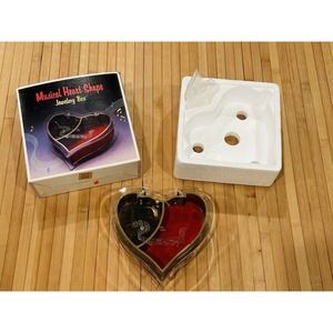 VINTAGE Clear Red Heart Shaped Musical Jewelry Box Plays 'Love Story' New In Box